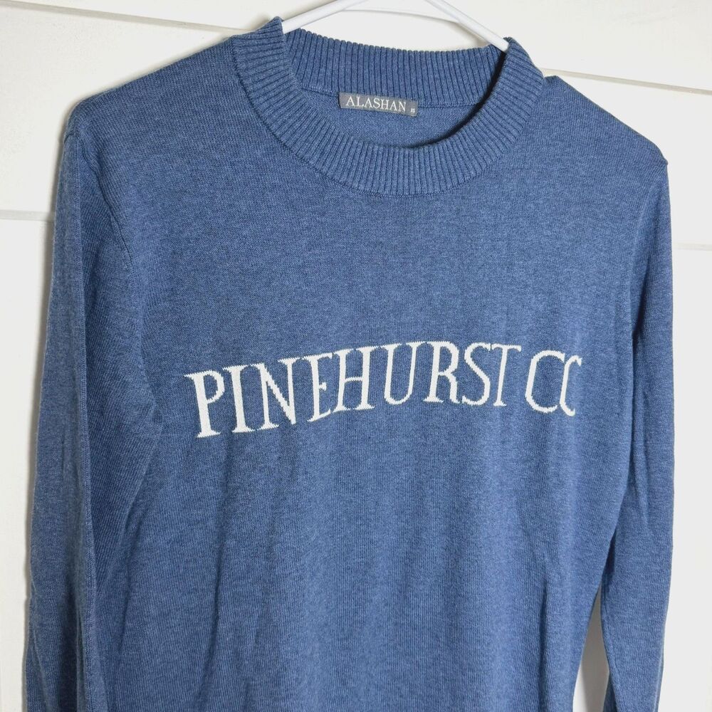 Alashan Pinehurst CC Golf Sweater Womens XS Blue Cotton Cashmere Crewneck Preppy